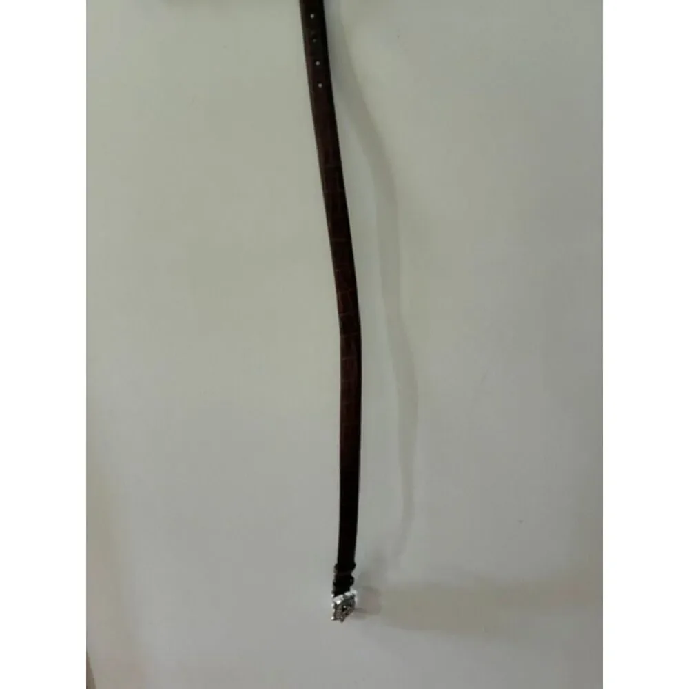 Brighton B3707 Brown Leather Belt Silver Turtle Buckle Statement